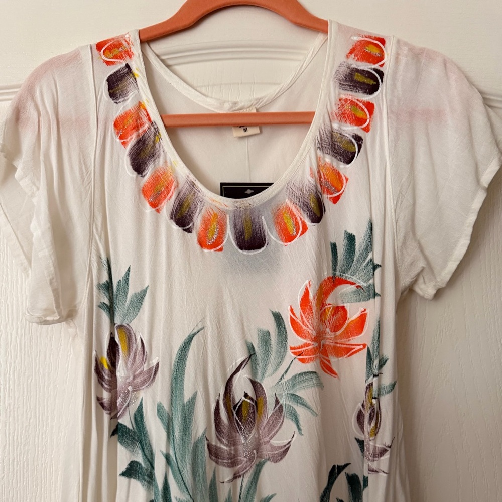 Floral Print White Flowy Dress